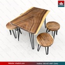 Bộ Bàn Trà 4 Ghế Gỗ Me Tây Dài 72 Rộng 48-52-61 Dày 4.6 Cao 55 (cm)