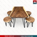 Bộ Bàn Trà 4 Ghế Gỗ Me Tây Dài 72 Rộng 48-52-61 Dày 4.6 Cao 55 (cm)0