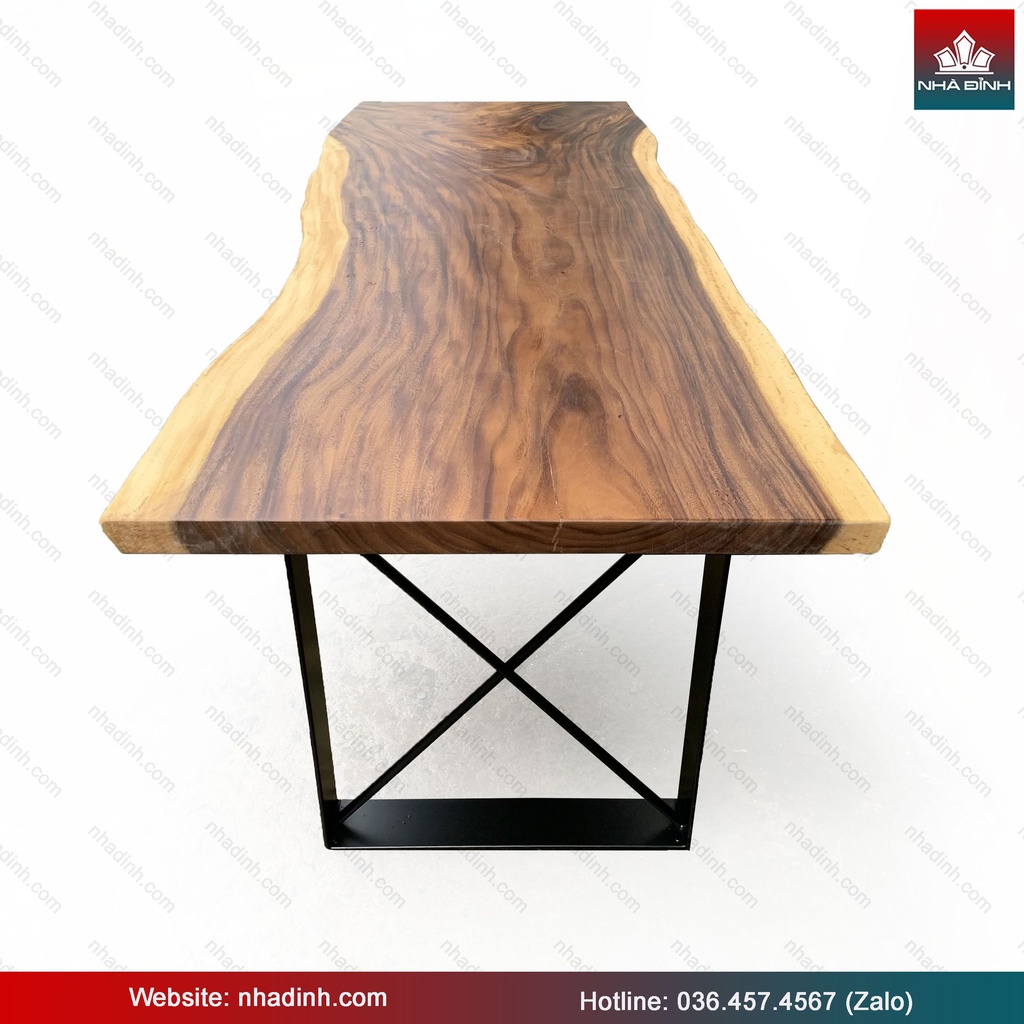 Bàn Ăn Gỗ Me Tây Nguyên Khối Dài 255 Rộng 89-83-90 Dày 5 Cao 75 (cm) 4