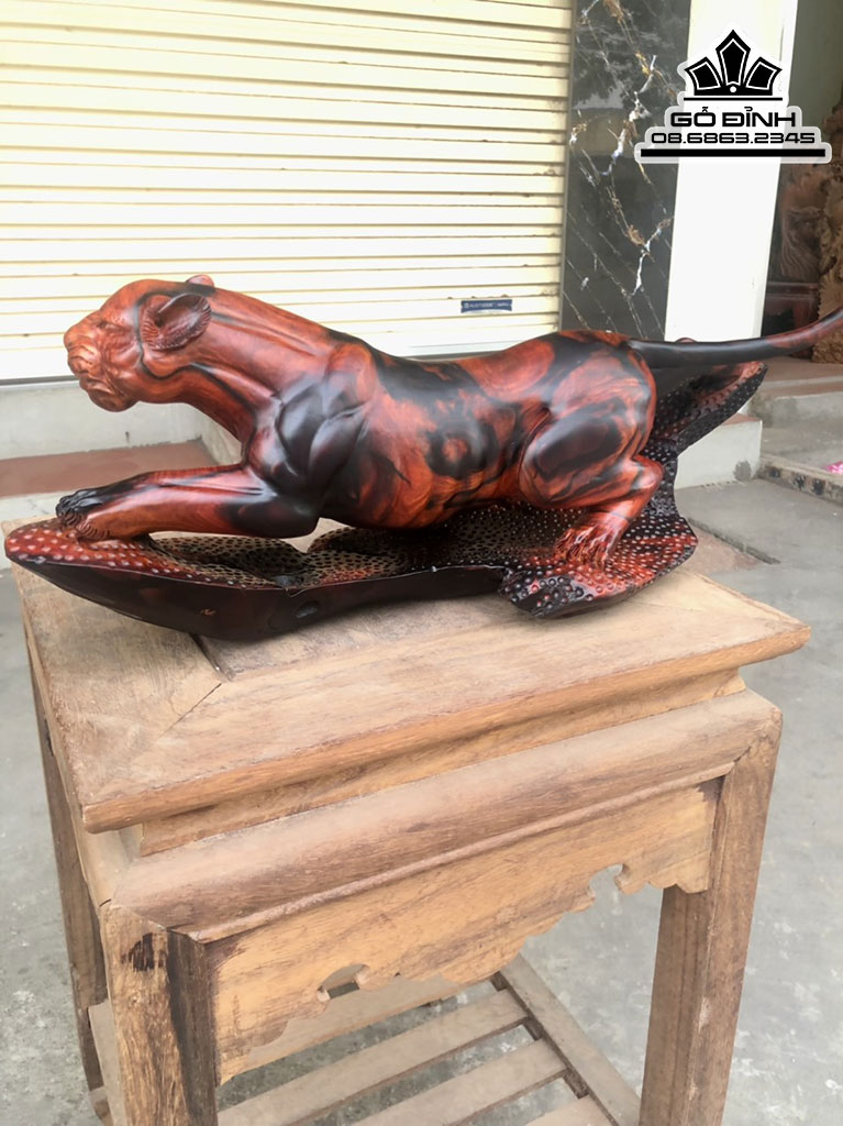 Tượng Báo Săn Mồi Gỗ Trắc Nguyên Khối Cao 17 Ngang 50 Sâu 14 (cm) 0