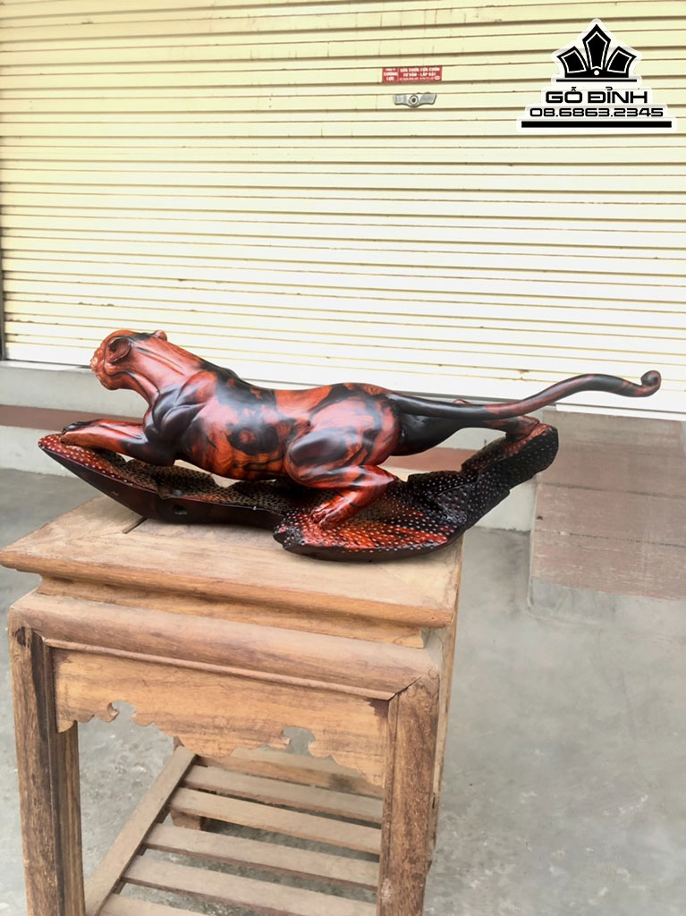 Tượng Báo Săn Mồi Gỗ Trắc Nguyên Khối Cao 17 Ngang 50 Sâu 14 (cm) 1