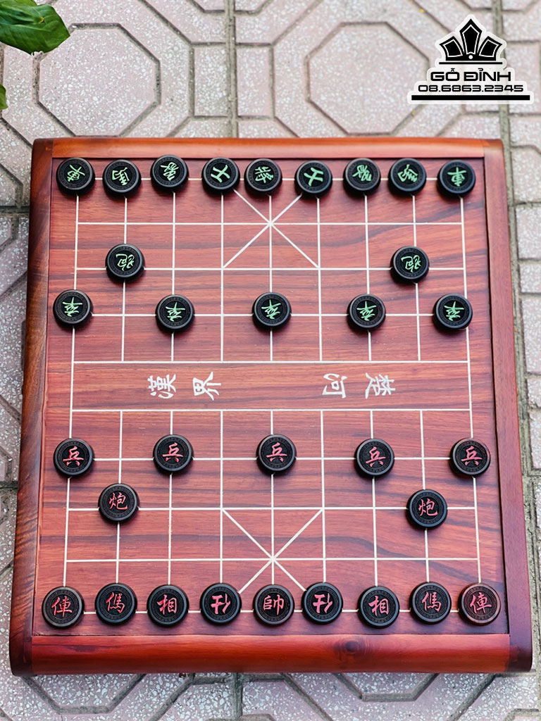 Bộ Bàn Cờ Gỗ Hương Ngang 56 Rộng 50 Sâu 8, Quân Ngang 4 Sâu 1.6 (cm) 0