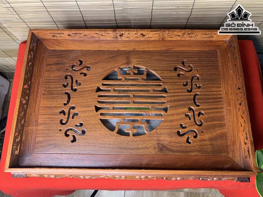 Khay Trà Chân Rồng Gỗ Hương Dài 12 Rộng 55 Dày 48 (cm) 0