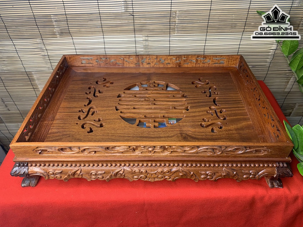 Khay Trà Chân Rồng Gỗ Hương Dài 12 Rộng 55 Dày 48 (cm) 1