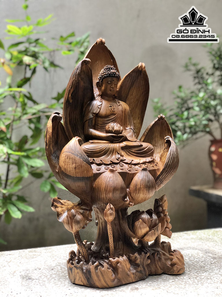 Tượng Phật Adida Gỗ Bách Xanh Cao 66 Ngang 40 Sâu 26 (cm) 0