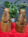 Tượng Song Nghê Gỗ Bách Xanh Cao 22 Ngang 12 Sâu 12 (cm) 2