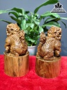 Tượng Song Nghê Gỗ Bách Xanh Cao 22 Ngang 12 Sâu 12 (cm) 3
