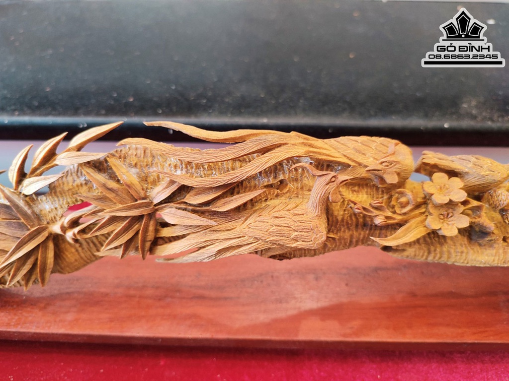 Gậy Như Ý Song Điểu Gỗ Hoàng Đàn Cao 10 Ngang 60 Sâu 7 (cm) 1