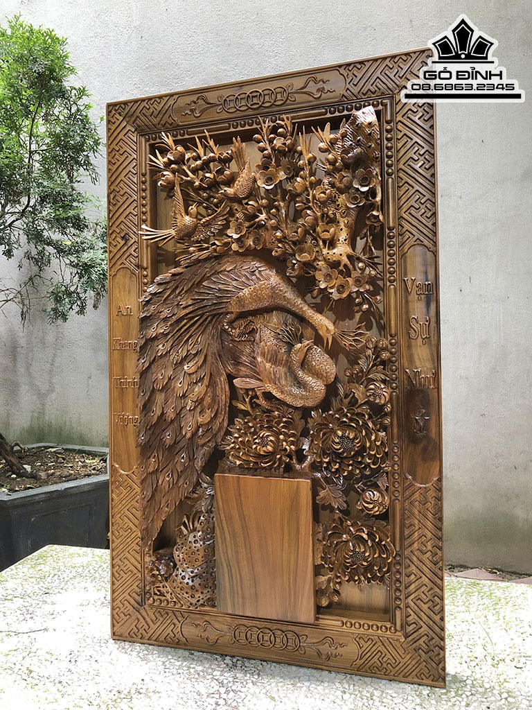 Tranh Lịch Song Công Gỗ Bách Xanh Cao 81 Ngang 48 Sâu 8 (cm) 0