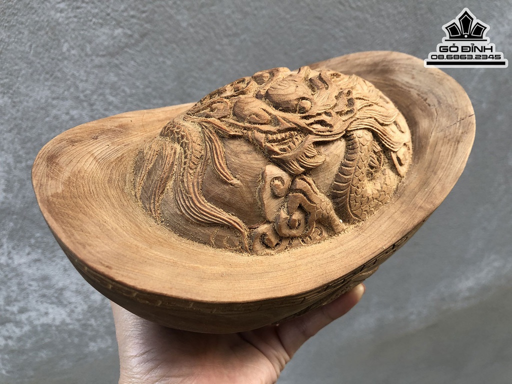 Tượng Bát Vàng Đục Rồng Gỗ Ngọc Am Cao 13 Ngang 18 Sâu 10 (cm) 1