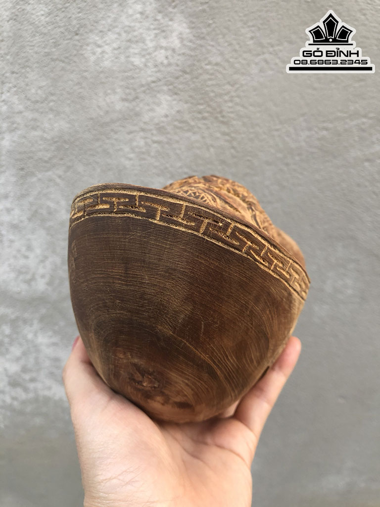 Tượng Bát Vàng Đục Rồng Gỗ Ngọc Am Cao 13 Ngang 18 Sâu 10 (cm) 7