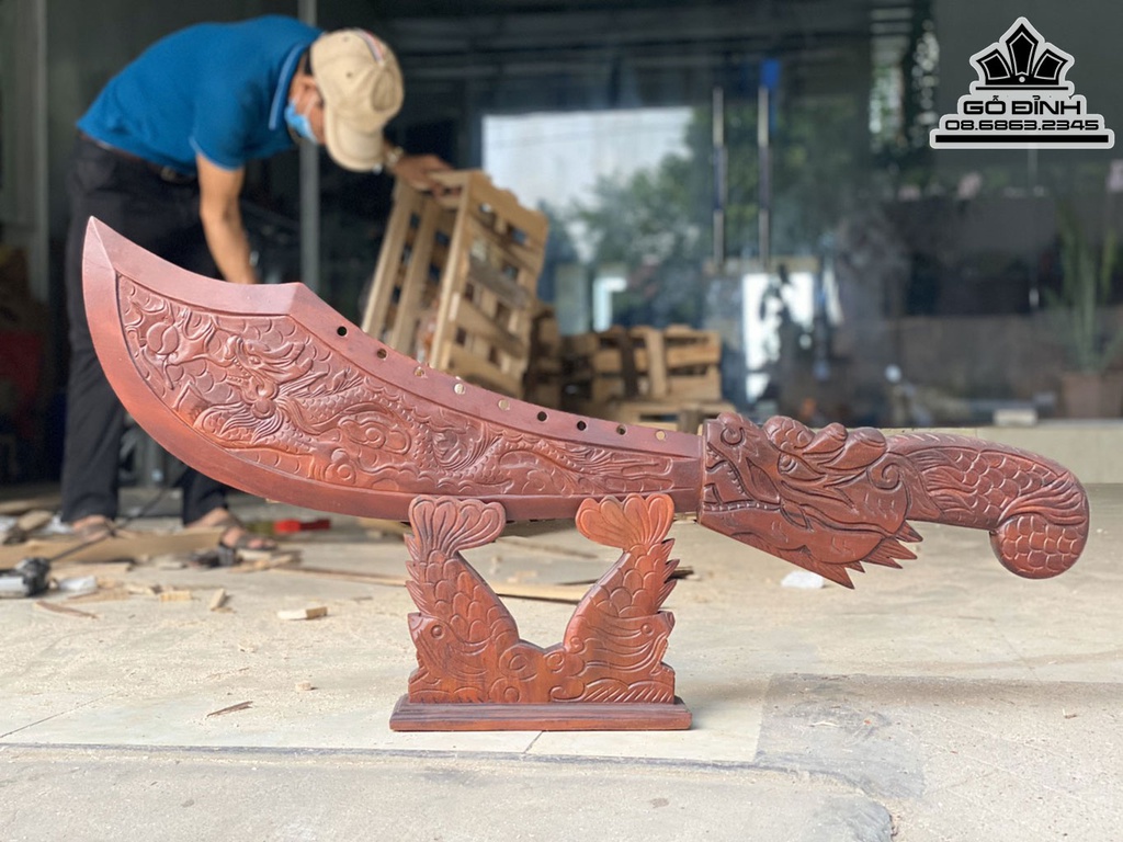 Tượng Đồ Long Đao Gỗ Chiu Liu Cao 48 Ngang 100 Sâu 10 (cm) 0