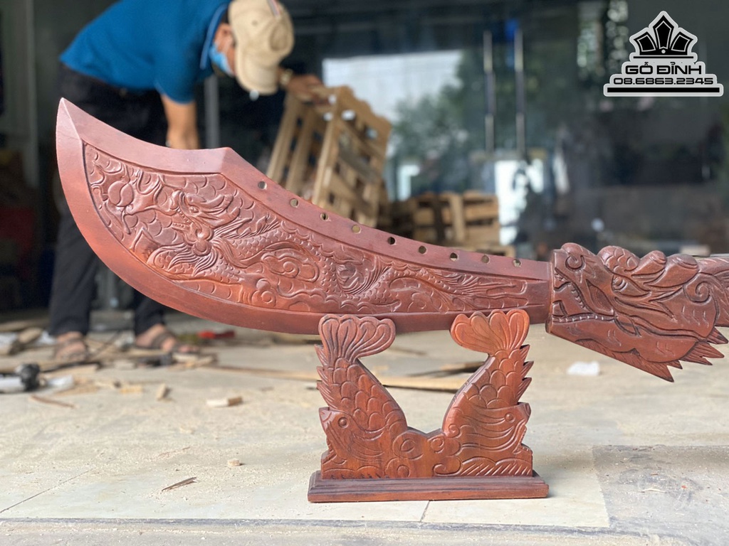 Tượng Đồ Long Đao Gỗ Chiu Liu Cao 48 Ngang 100 Sâu 10 (cm) 2