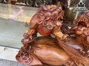 Tượng Song Nghê Gỗ Cẩm Nguyên Khối Cao 37 Ngang 58 Sâu 27 (cm)