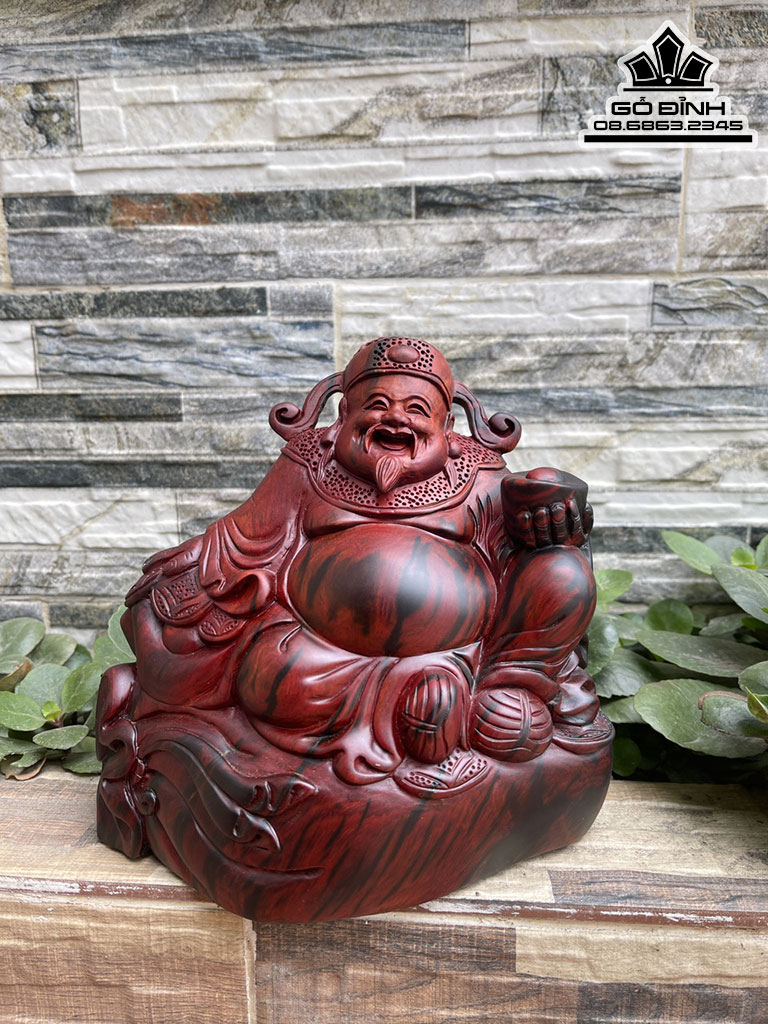 Tượng Thần Tài Gỗ Trắc Cao 19 Ngang  21 Sâu 10(cm)