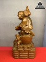 Tượng Phật Di Lặc Như Ý Gỗ Bách Xanh Cao 30 Ngang 14 Sâu 14 (cm)