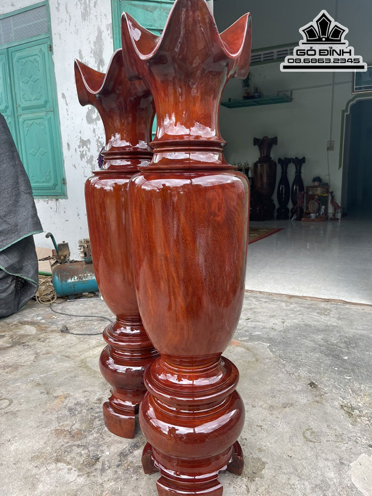 Cặp Lục Bình Gỗ Lim Cao 130 Đường Kính 32.5 (cm)