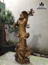 Tượng Đạt Ma Sư Tổ Gỗ Bách Xanh Cao 110 Ngang 40 Sâu 23 (cm)