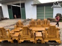 Bộ Bàn Ghế Phòng Khách Tần Thủy Hoàng Gỗ Dổi Chun 12 Món Cột 14