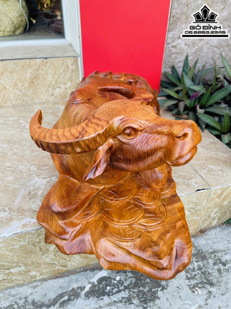 Tương Trâu Phong Thủy Gỗ Hương Cao 29 Ngang 58 Sâu 25 (cm)