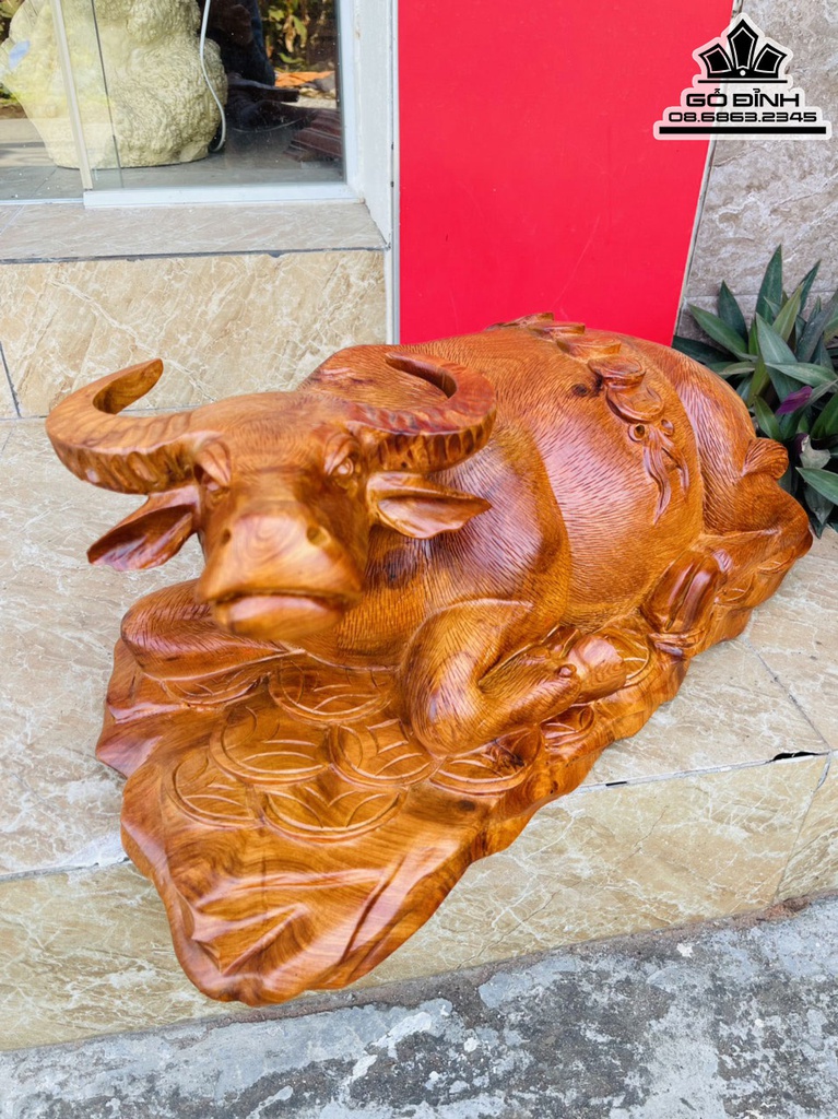 Tương Trâu Phong Thủy Gỗ Hương Cao 29 Ngang 58 Sâu 25 (cm)