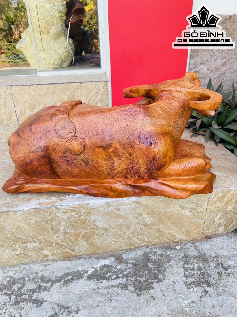 Tương Trâu Phong Thủy Gỗ Hương Cao 29 Ngang 58 Sâu 25 (cm)