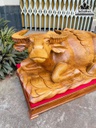 Tượng Trâu Phong Thủy Gỗ Hương Cao 32 Ngang 70 Sâu 38 (cm)