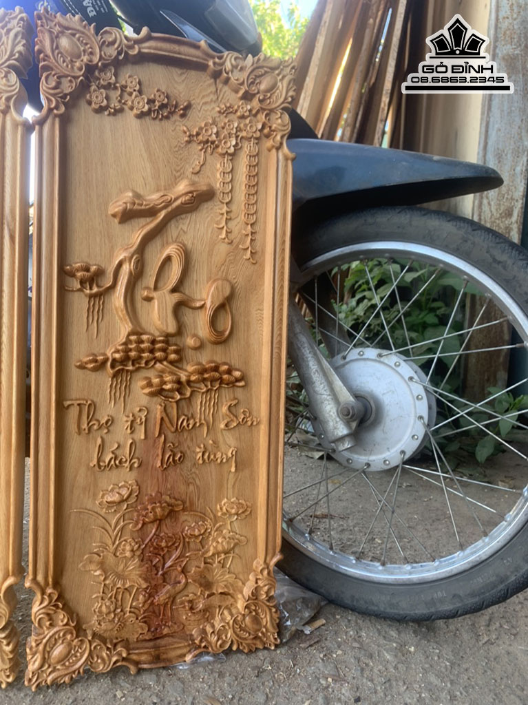 Tranh Chữ Phúc Lộc Thọ Gỗ Pơ Mu Cao 70 Ngang 30 Dày 3 (cm)