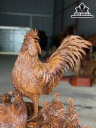 Tượng Gia Đình Gà Gỗ Bách Xanh Cao 75 Ngang 55 Sâu 35 (cm)