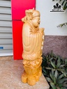 Tượng Thần Tài Gỗ Pơ Mu Cao 68 Ngang 28 Sâu 18 (cm)