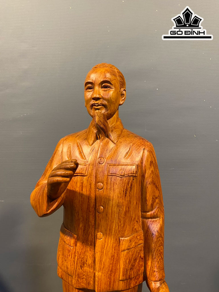 Tượng Bác Hồ Gỗ Hương Cao 80 Ngang 23 Sâu 16 (cm)