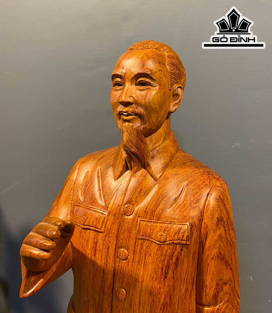 Tượng Bác Hồ Gỗ Hương Cao 80 Ngang 23 Sâu 16 (cm)