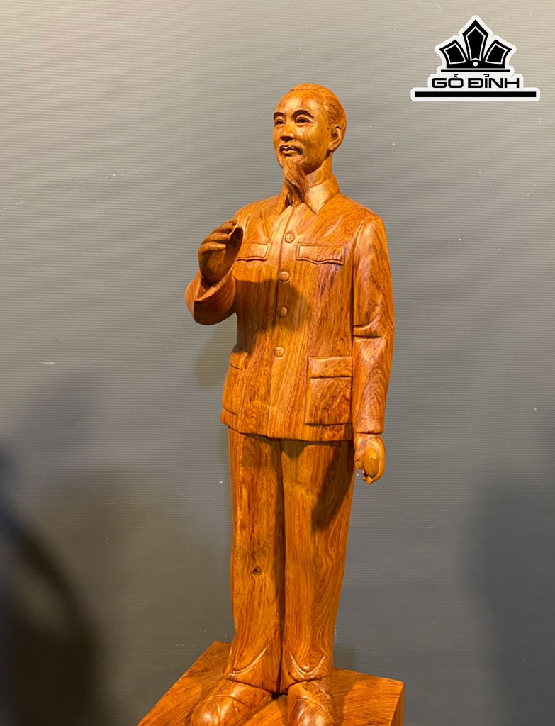 Tượng Bác Hồ Gỗ Hương Cao 80 Ngang 23 Sâu 16 (cm)