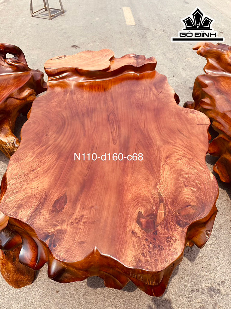 Bộ Bàn 6 Món Gỗ Hương Dài 160 Ngang 110 Cao 68 (cm)