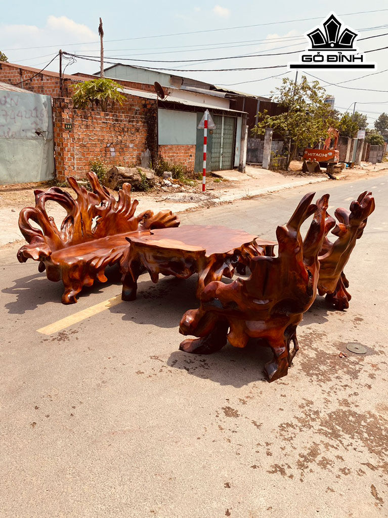 Bộ Bàn 6 Món Gỗ Hương Dài 160 Ngang 110 Cao 68 (cm)
