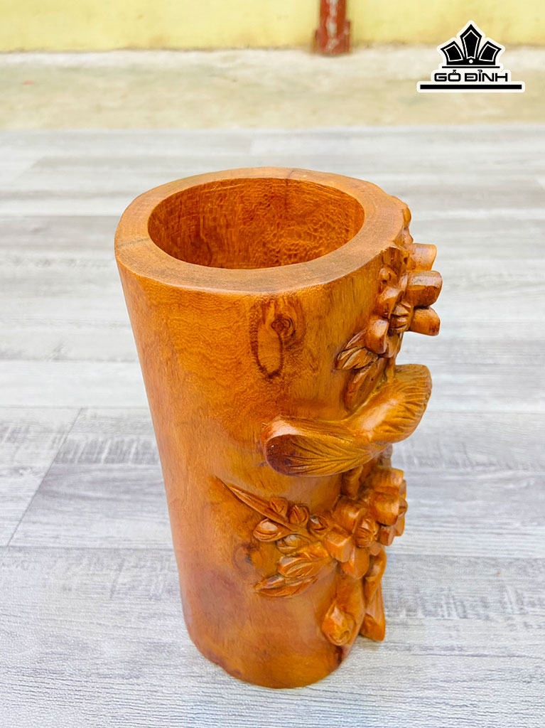 Ống Đựng Bút Gỗ Hương Cao 20 Ngang 12 Sâu 12 (cm)