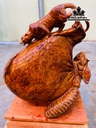 Tượng Báo Săn Mồi Gỗ Nu Hương Cao 31 Ngang 30 Sâu 17 (cm)
