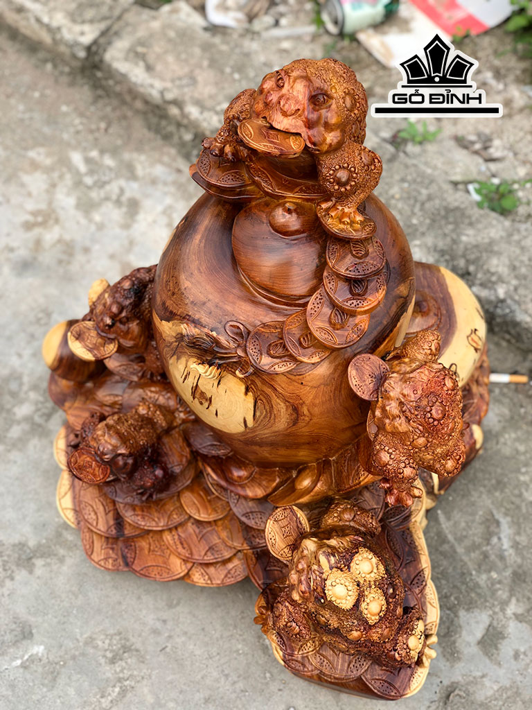 Tượng Thiềm Thừ Gỗ Hương Cao 58 Ngang 58 Sâu 58 (cm)