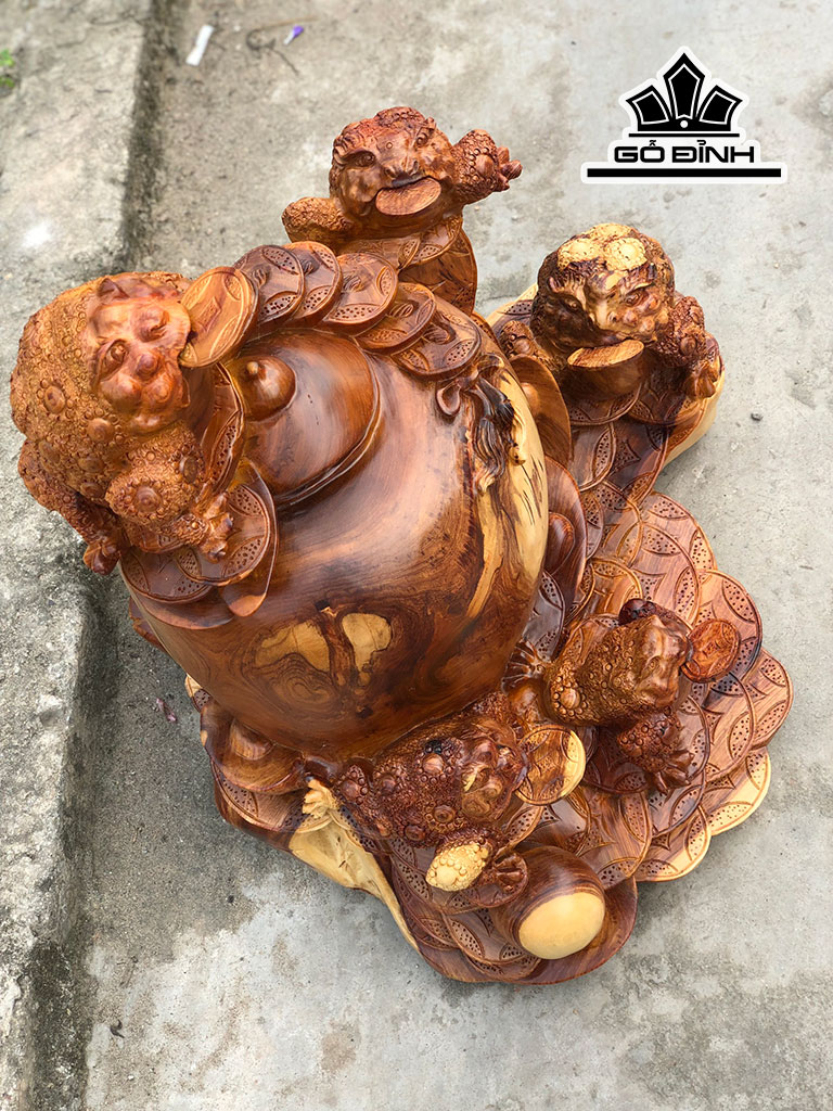 Tượng Thiềm Thừ Gỗ Hương Cao 58 Ngang 58 Sâu 58 (cm)