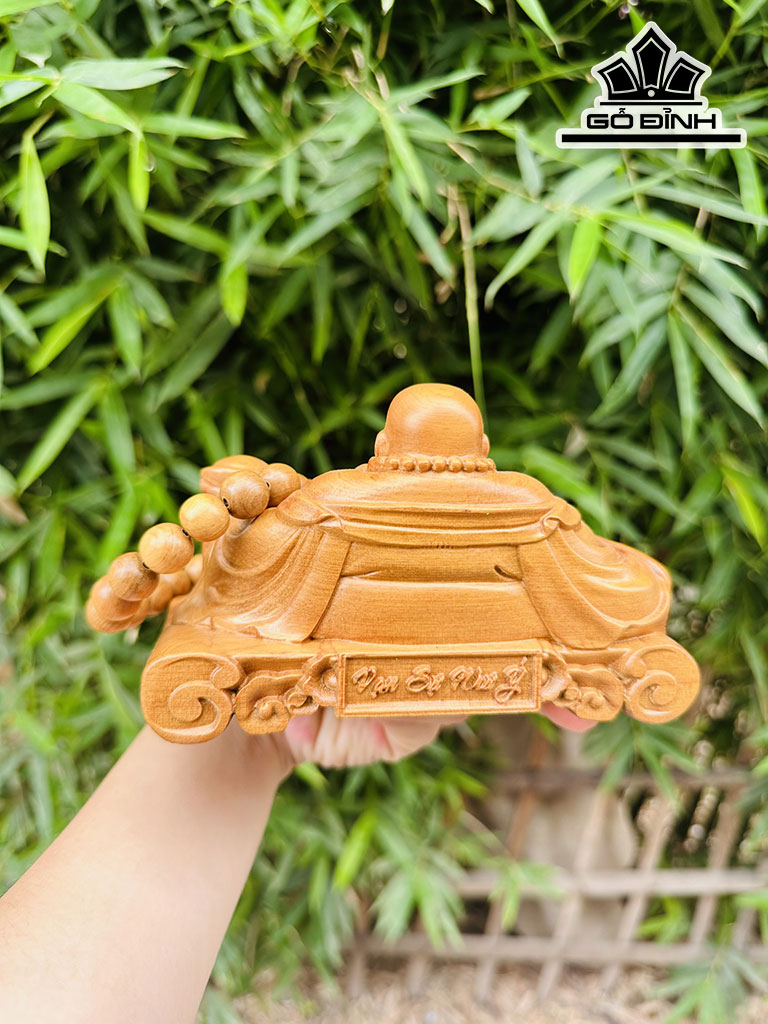 Tượng Phật Di Lặc Gỗ Bách Xanh Cao 15 Ngang 9 Sâu 9 (cm)