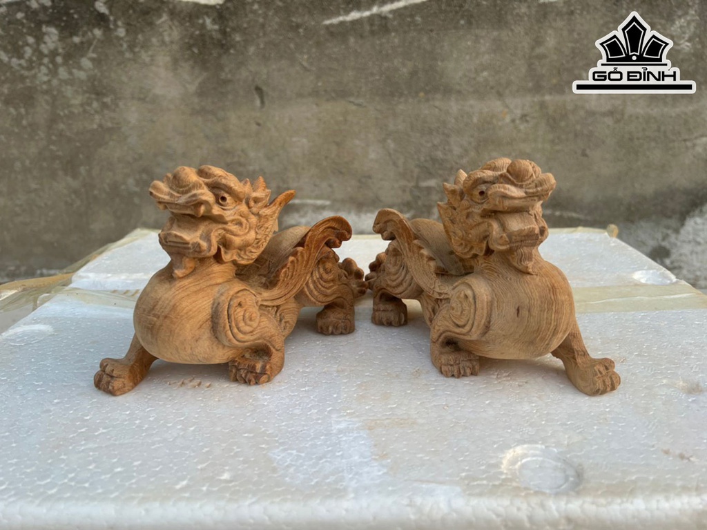 Tượng Tỳ Hưu Gỗ Ngọc Am Cao 12 Ngang 20 Sâu 9 (cm)