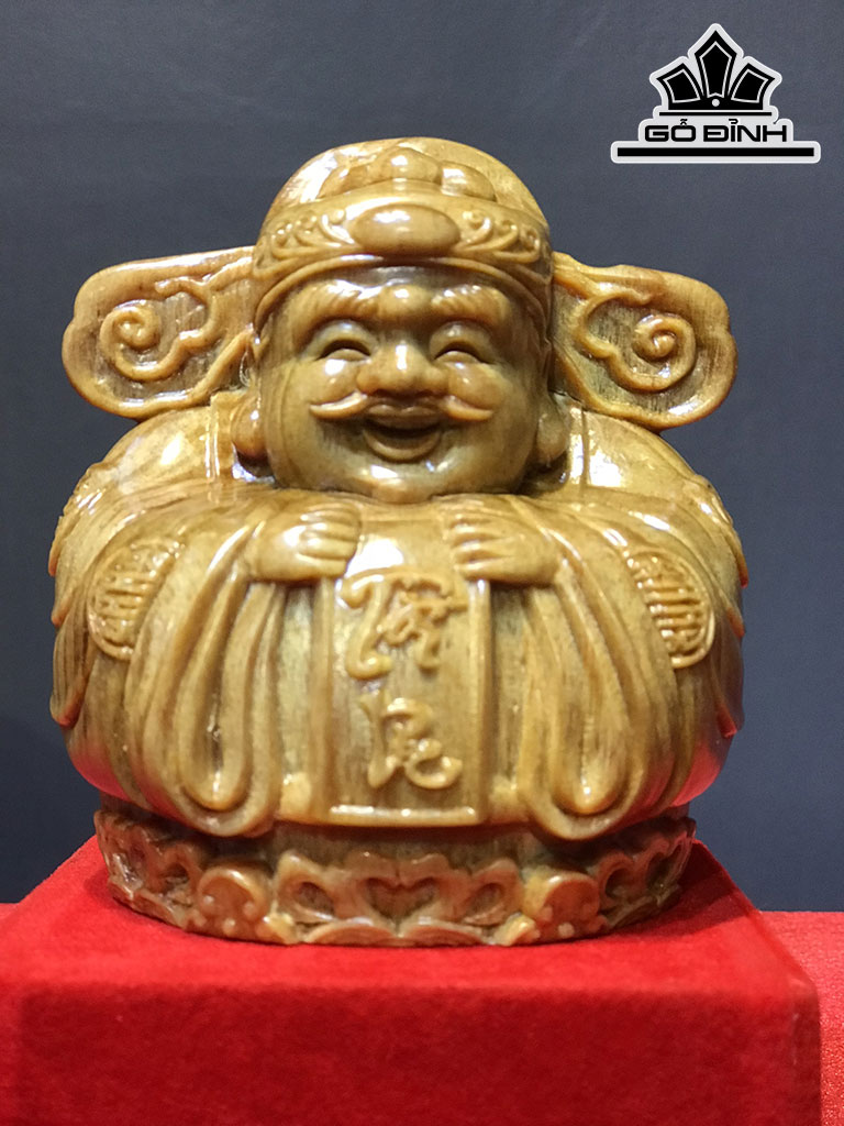 Tượng Thần Tài Gỗ Huyết Long Cao 10 Ngang 10 Sâu 9 (cm)