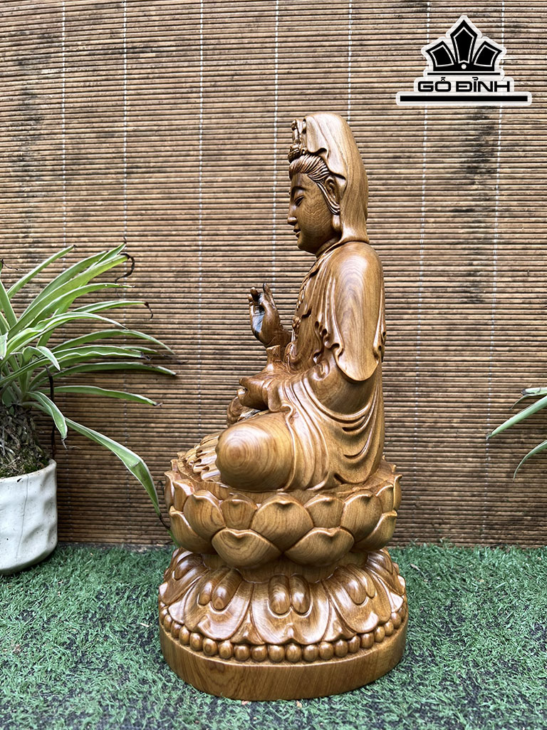 Tượng Phật Tổ Gỗ Bách Xanh Cao 29 Ngang 15 Sâu 14 (cm)