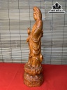 Tượng Phật Bà Quan Âm Gỗ Hương Cao 40 Ngang 10 Sâu 10 (cm)