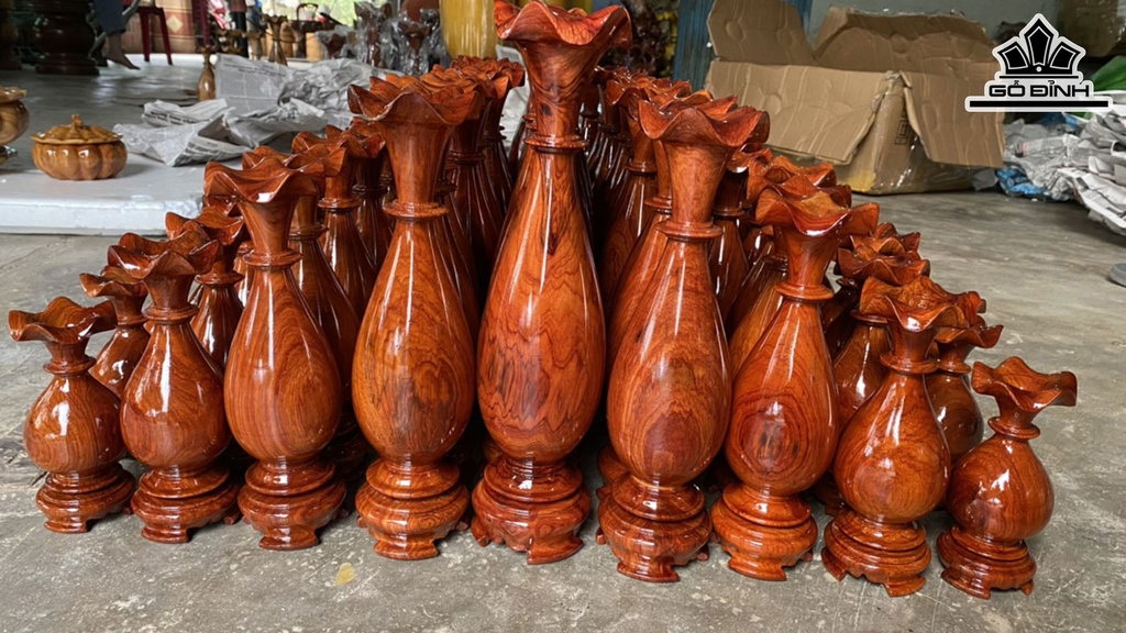 Bộ 9 Bình Gỗ Hương Cao 15-35 Ngang 6-8 (cm)