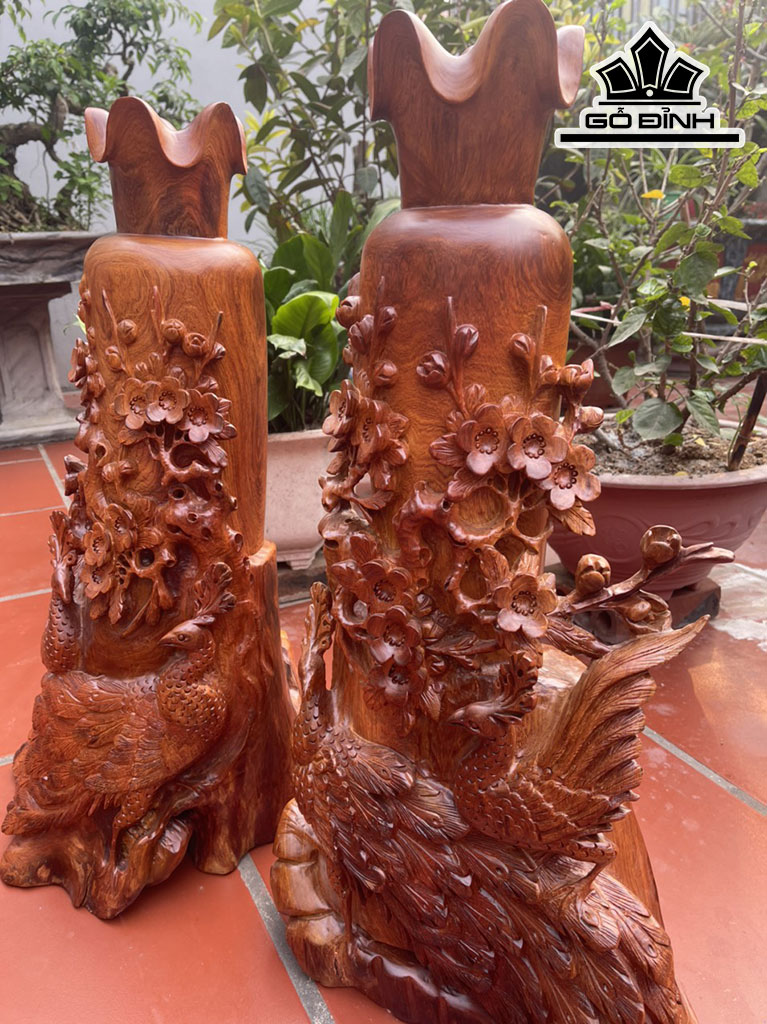 Lục Bình Chim Hoa Gỗ Hương Cao 70 Ngang 39 Sâu 28 (cm)