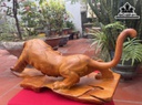 Tượng Hổ Phong Thủy Gỗ Hương Cao 24 Ngang 63 Sâu 25 (cm)