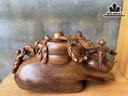 Tượng Phật Di Lặc Gỗ Bách Xanh Cao 36 Ngang 68 Sâu 31 (cm)