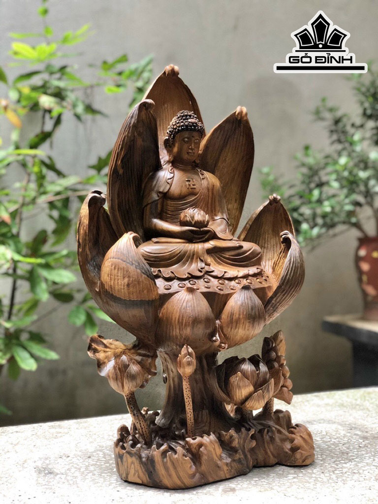 Tượng Phật Tổ Gỗ Bách Xanh Cao 66 Ngang 40 Sâu 26 (cm)