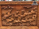 Tranh Bát Mã Gỗ Hương Cao 74 Ngang 108 Sâu 5 (cm)